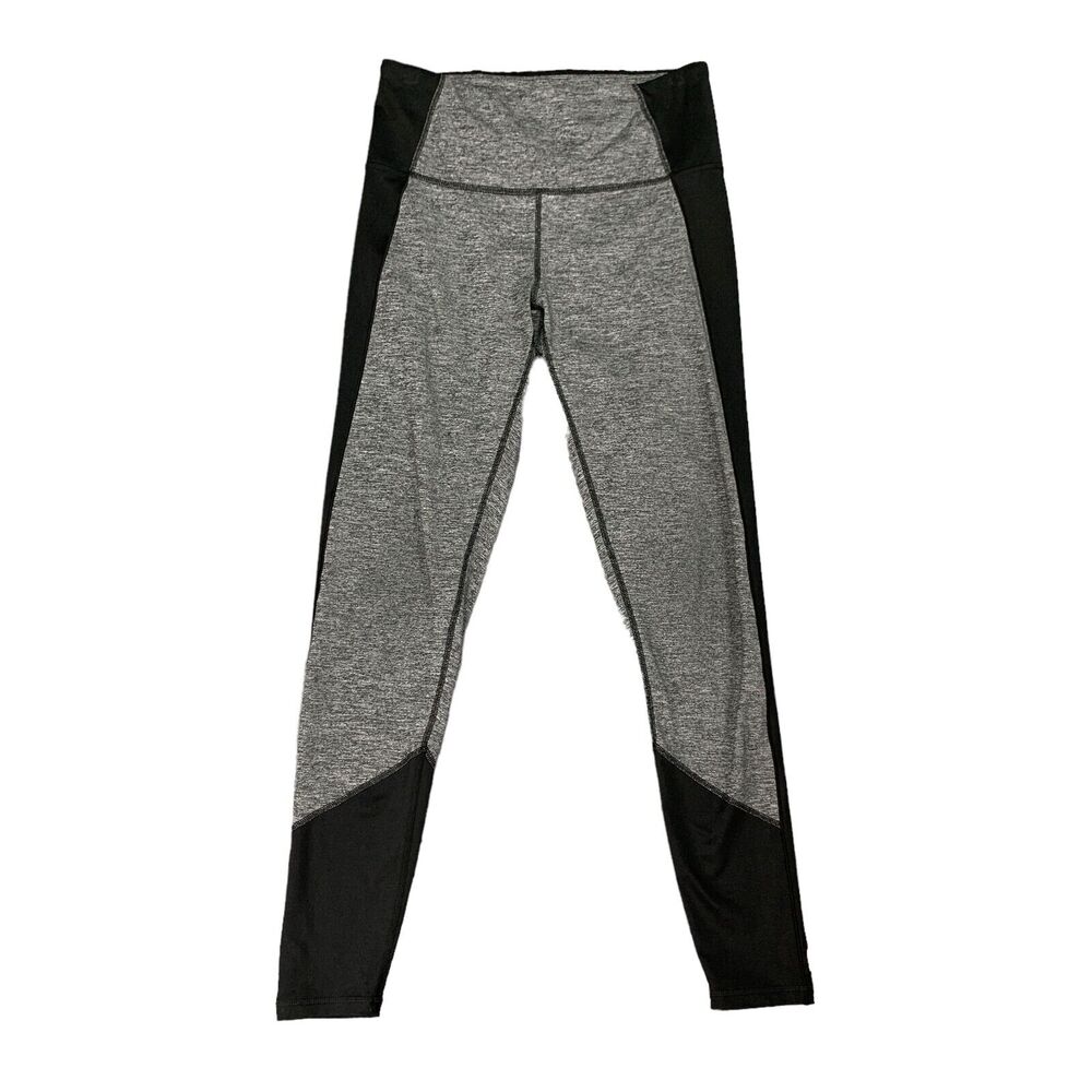 Lucy Hatha Leggings Womens M Medium Grey Two Tone Mid Rise Pull On Athletic Pant